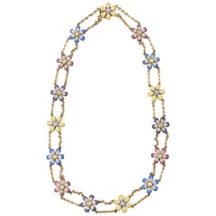 Enamel and Diamond Daisy Flower Gold Necklace by Sandra J Sensations