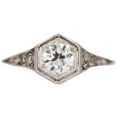 Antique GIA Certified .45 Carat Diamond Platinum Engagement Ring