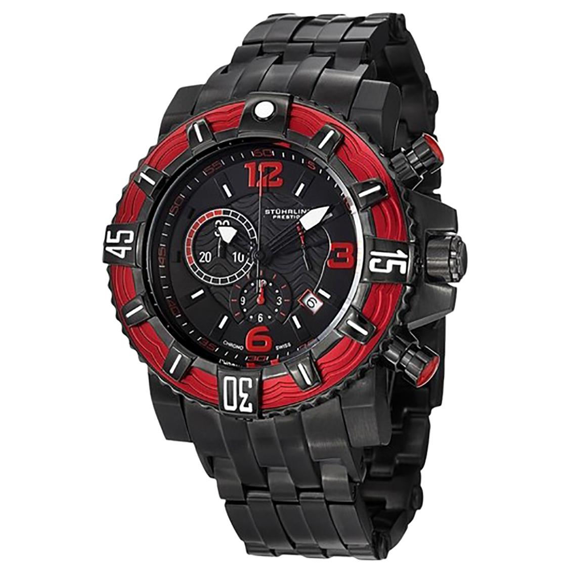 Stührling Black Red Prestige Marine Pro 319127-105 Watch For Sale