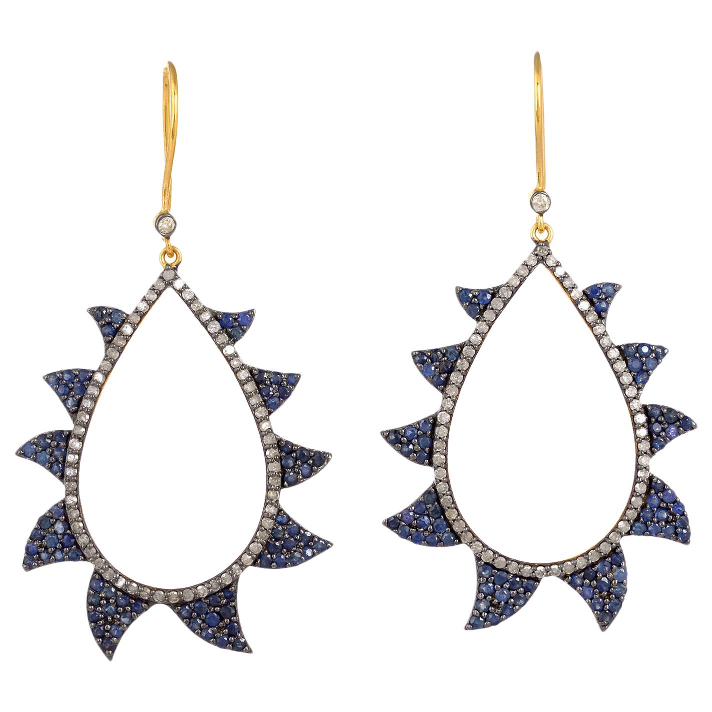 Blue Sapphire Diamonds Meghna Jewels Claw Earrings  For Sale