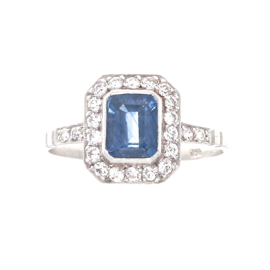 Antique Sapphire Diamond Engagement Ring at 1stDibs