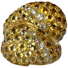 Anillo Cruzado de Diamantes y Zafiro Amarillo de Sabbadini Milano