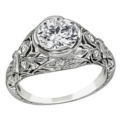 Art Deco Verlobungsring mit GIA-zertifiziertem 1,33 Karat Diamant