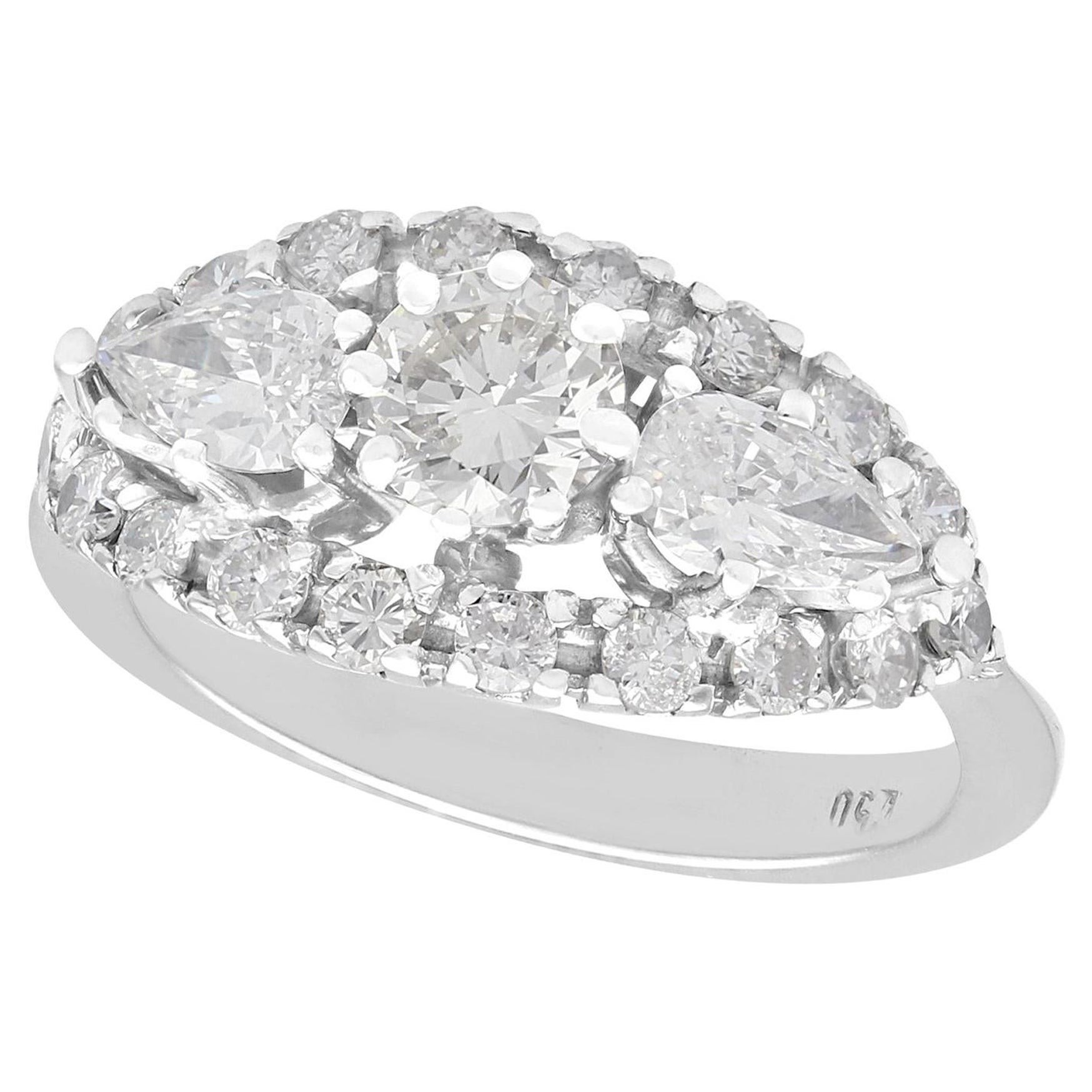 1990er Jahre holländischer 1,77 Karat Diamant und Weißgold Kleid-Ring im Angebot
