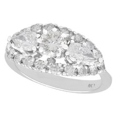 Anello da cocktail in oro bianco e diamanti olandese del 1990 da 1,77 carati