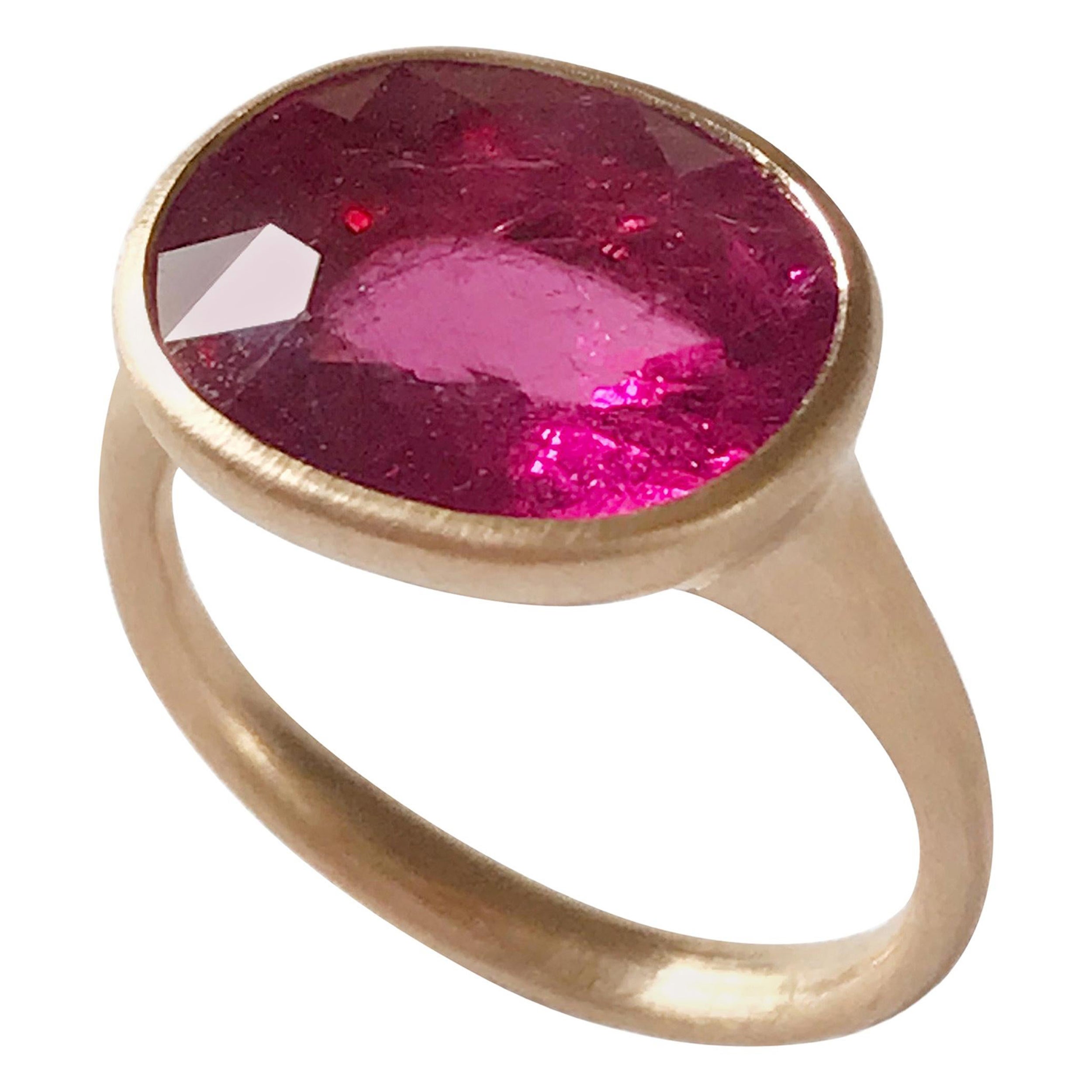 Dalben Rubellite Rose Gold Ring For Sale