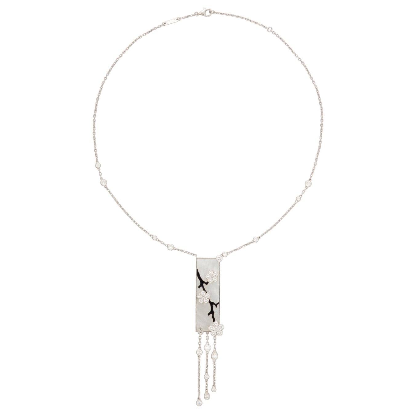 Van Cleef and Arpels Diamond Zipper Drop Necklace For Sale at 1stDibs