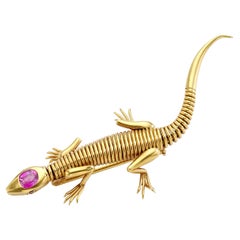 Broche de oro amarillo de 18 quilates con diamantes de los años 50