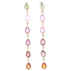 Boucles d'oreilles en or jaune 18 carats avec saphirs de 10,40 carats et diamants