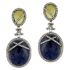 Designer Slice Sapphire Earring with Diamonds