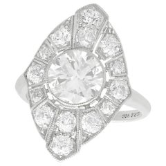 1930s Vintage 3.60 Carat Diamond and Platinum Marquise Ring