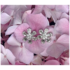 Fine Quality 5 Carat VS F Color White Diamond White Gold Flower Stud Earrings