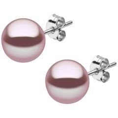 Yoko London Pink Freshwater Stud Earrings, set in 18 Karat White Gold 