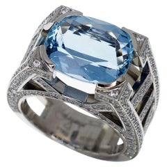 Harry Winston Aquamarine Diamonds Platinum Ring