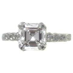2.01 Carat GIA Certified Asscher Cut Diamond Platinum Engagement Ring 12