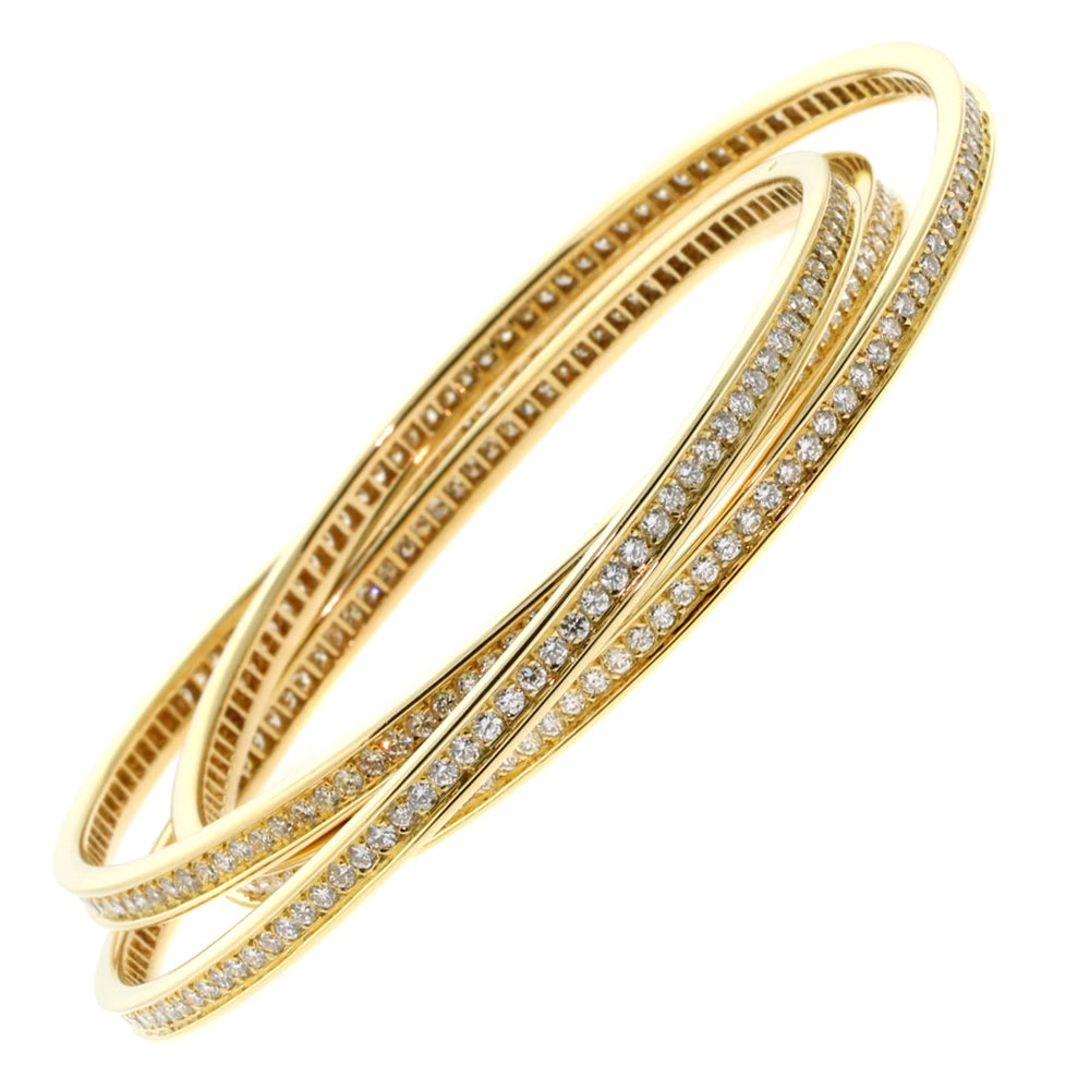 Cartier Trinity Diamond Gold Bangle Bracelet at 1stDibs