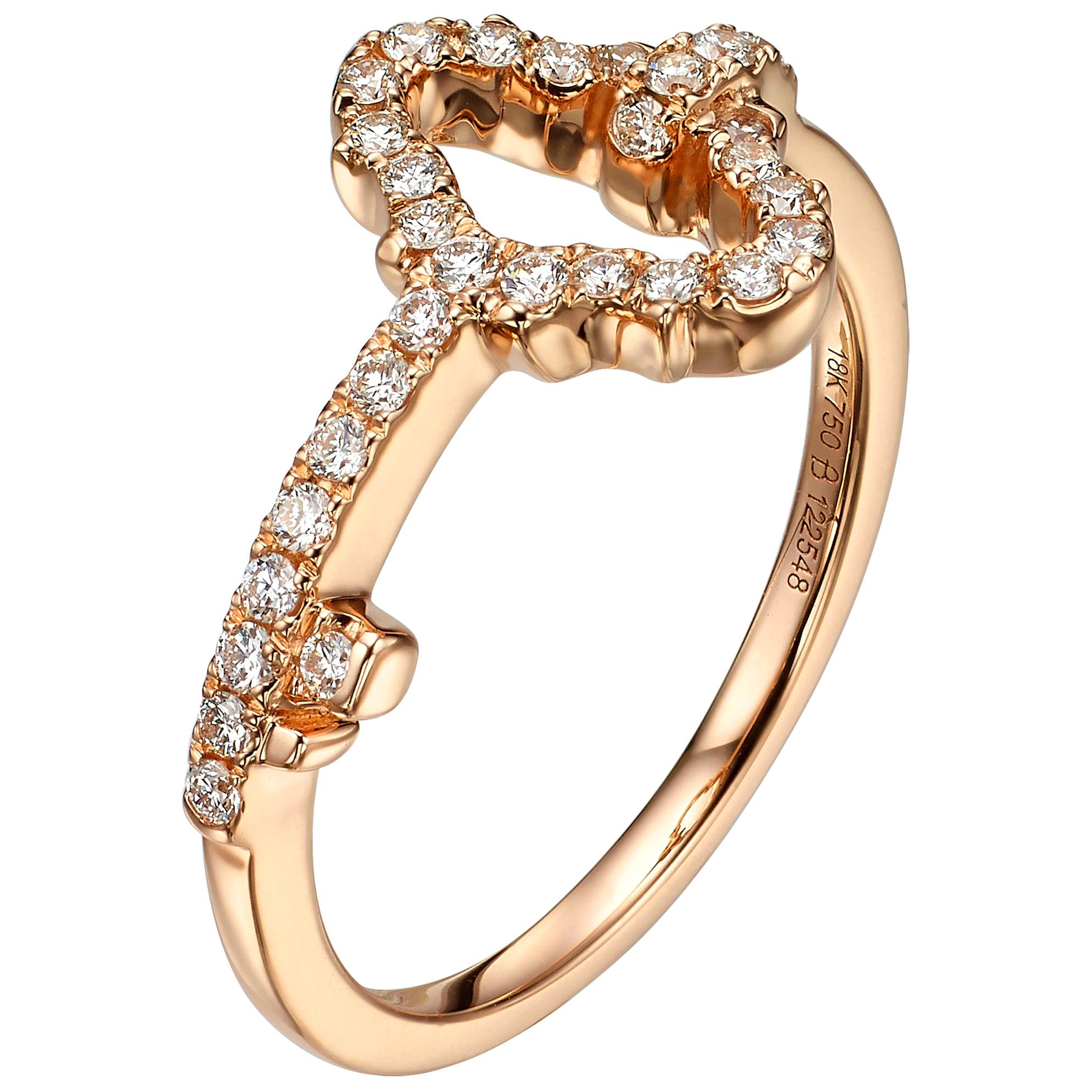 0.27 Carat Pavé Diamond 18 Karat Rose Gold Key Stackable Ring