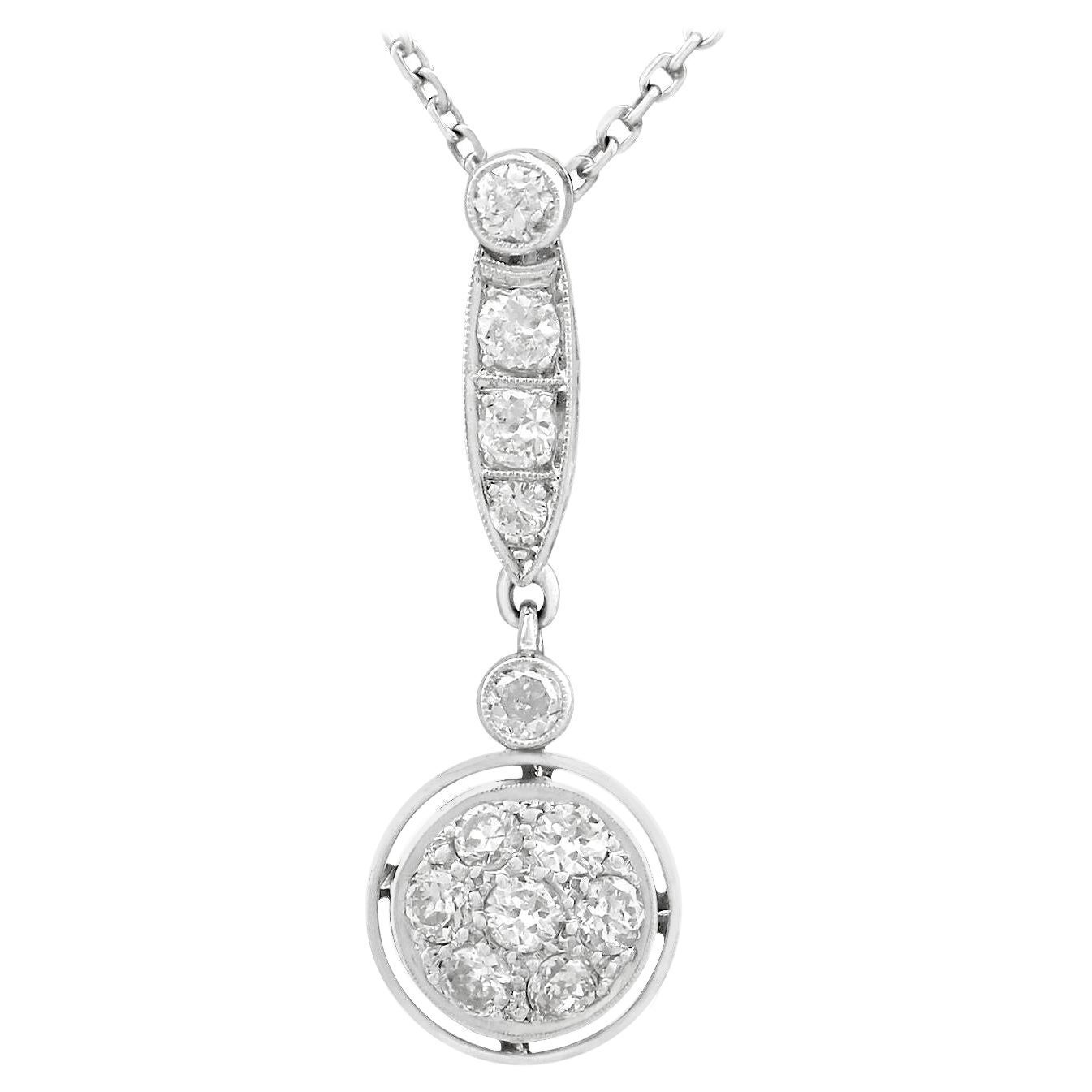 Antique 1.12 Carat Diamond and Platinum Necklace For Sale