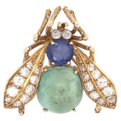 Vintage Van Cleef & Arpels Sapphire Diamond Gold Fly Bee Brooch Pin Fine Estate Jewelry