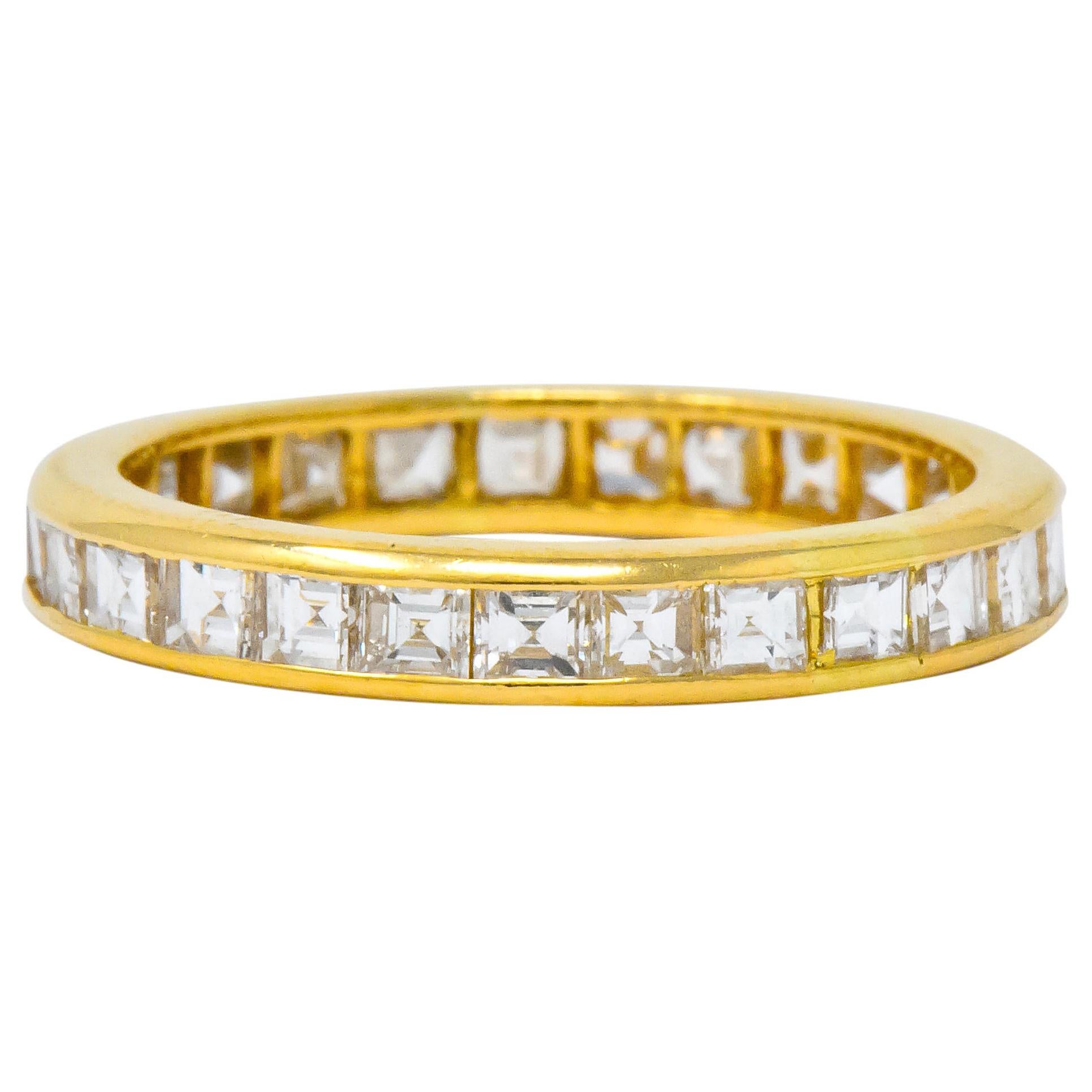 Oscar Heyman 1.35 Carat Square Step Diamond 18 Karat Gold Eternity Band Ring