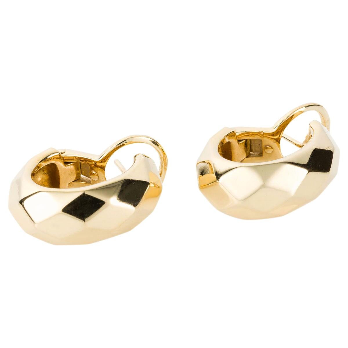 Pomellato 18 Karat Faceted Yellow Gold Earring Hoops