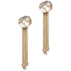 Cloud Tassel 18 Karat Yellow Gold Smoky Quartz White Diamonds Earrings