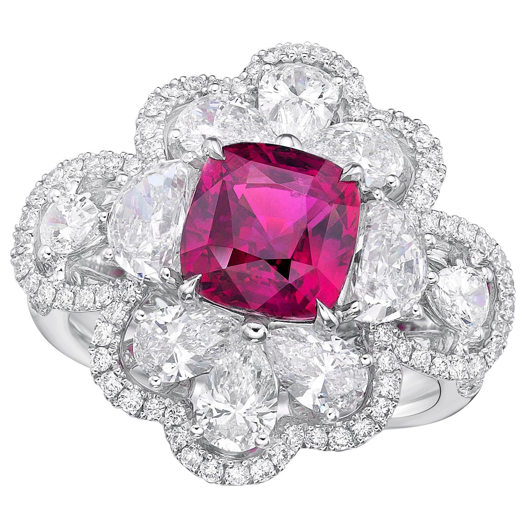 KAHN GRS Certified 3.11 Carat Unheated Pink Sapphire Ring For Sale