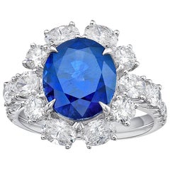 KAHN GRS Certified 6.22 Carat Ceylon Blue Sapphire Ring 'Heated'