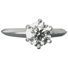 Tiffany & Co. Platinum Diamond .60 Carat Round Engagement Ring F VS1