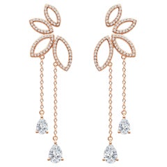 18 Karat Rose Gold Diamond Dew Drop Earrings