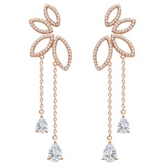 18 Karat Rose Gold Diamond Dew Drop Earrings