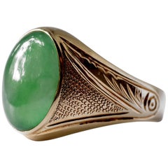 Vintage Certified Untreated Men's Jade Ring from Midcentury