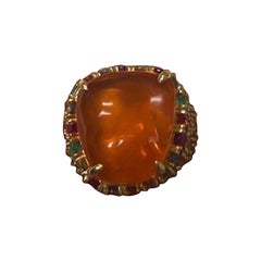 Mexican Opal and Multi-Color Gemstone Ring