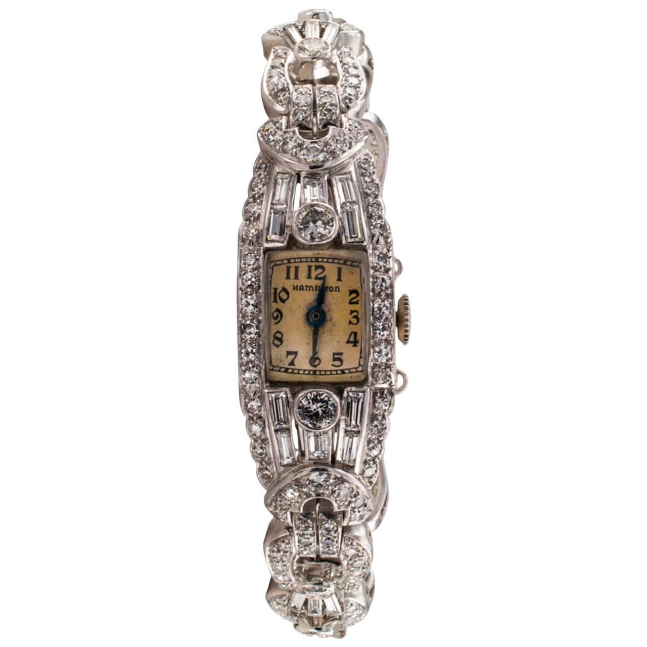 Hamilton Ladies Platinum Diamond Wristwatch