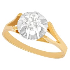Vintage 1940s French Diamond and Yellow Gold Solitaire Engagement Ring
