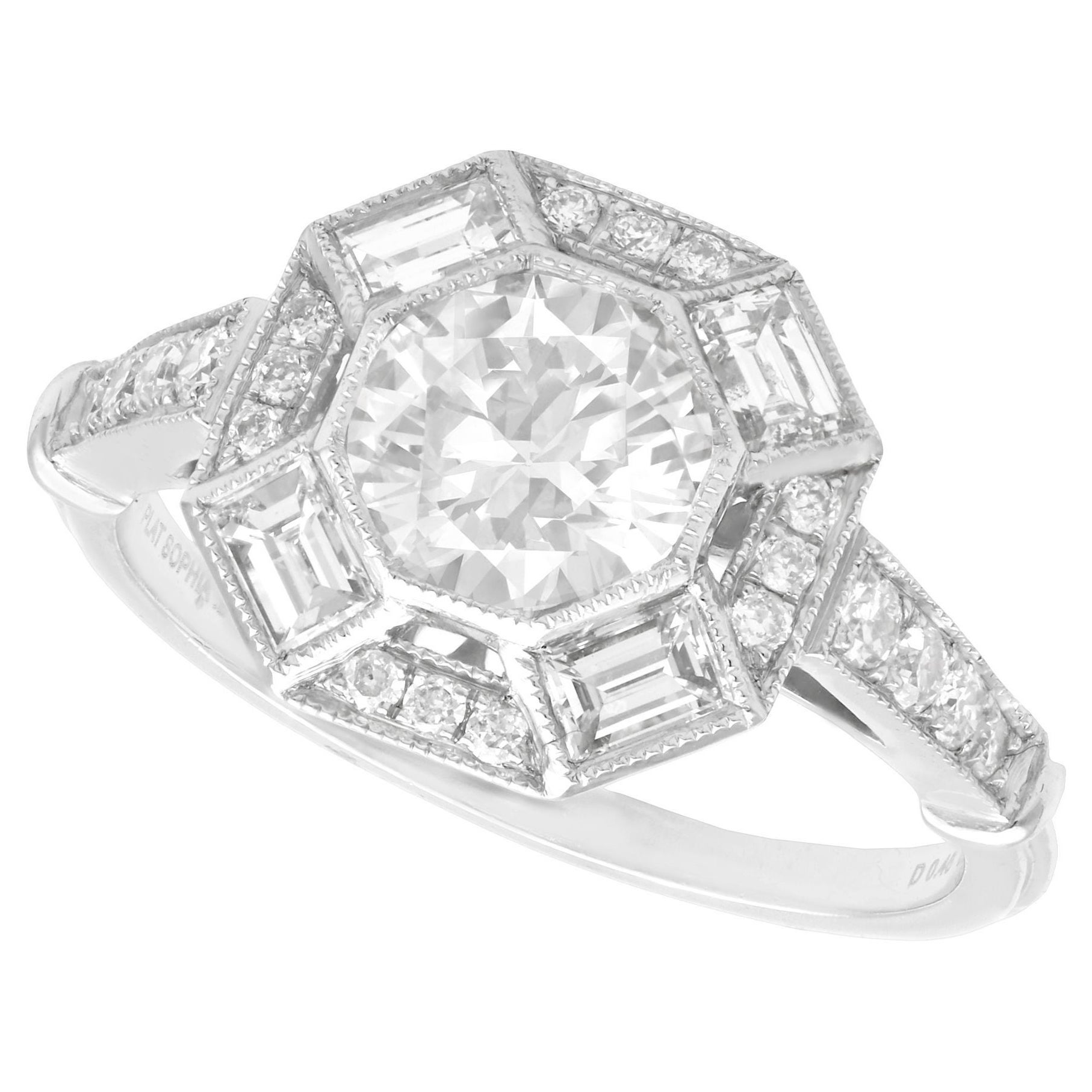 Vintage 1.79 Carat Diamond and Platinum Cocktail Ring