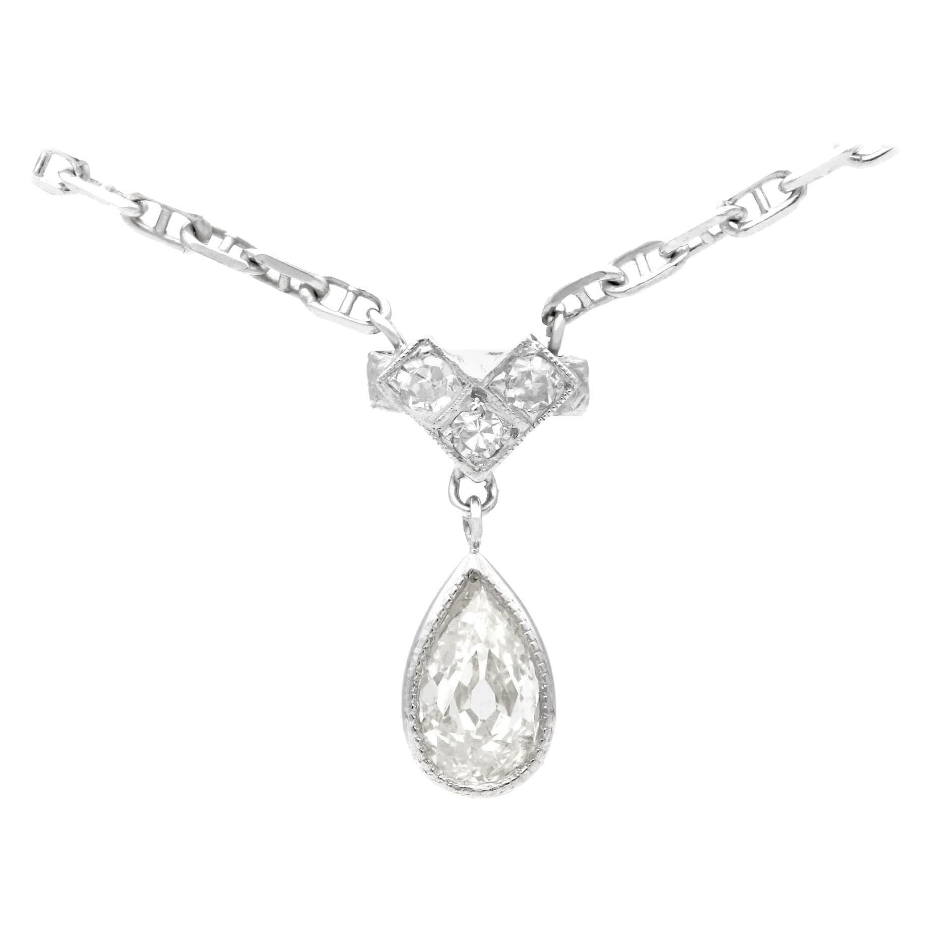 Antique Diamond and White Gold Necklace, Circa 1930 For Sale
