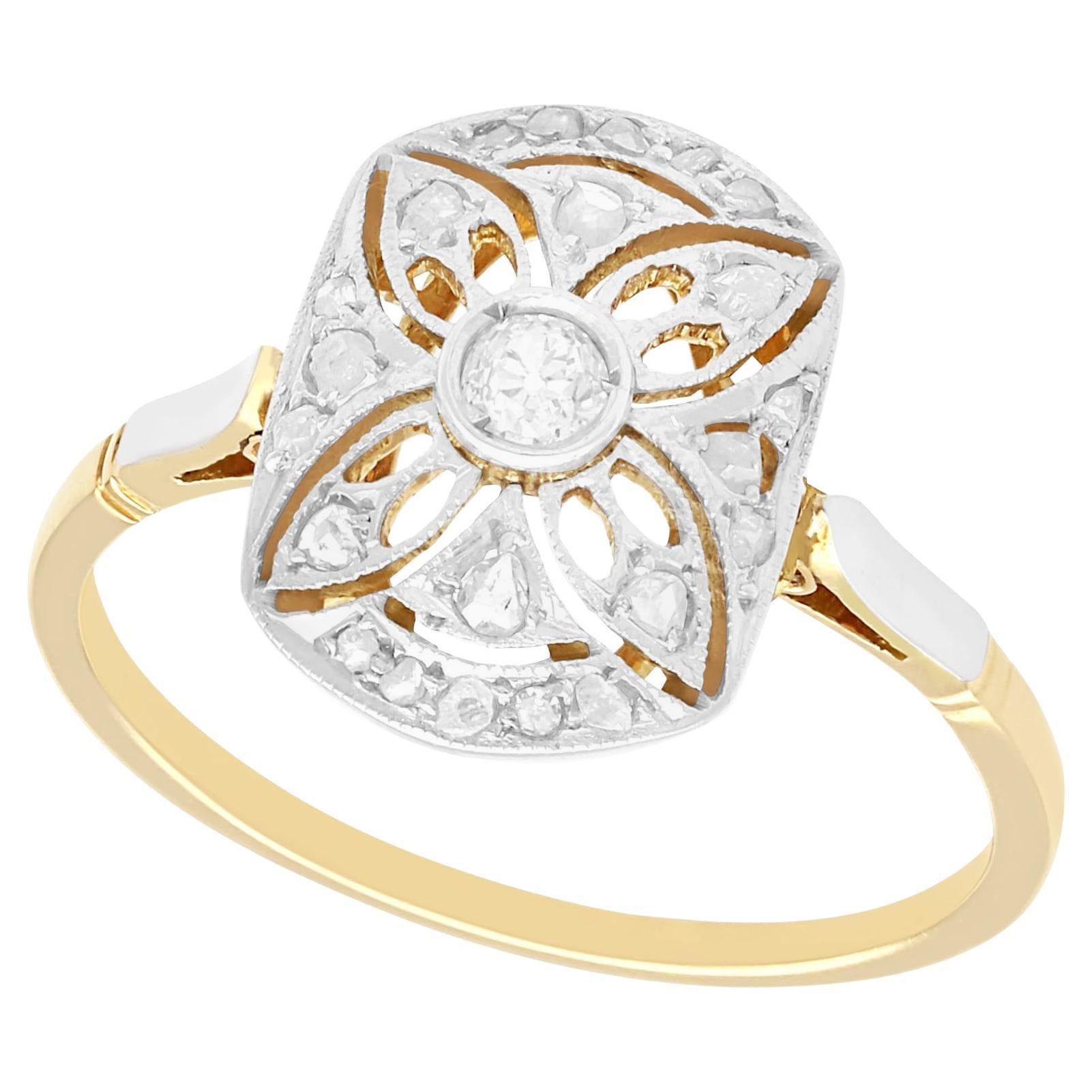 1930er Jahre Art Deco Cocktail-Ring aus Gelbgold mit Diamanten und Gelbgold
