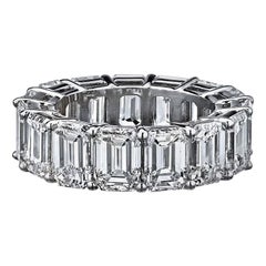 15.53 Carat Emerald Cut GIA Certified Diamond Eternity Ring