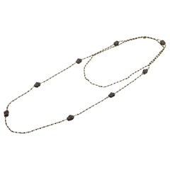 Alex Jona Black Diamond 18 Karat Gold Sautoir Necklace with Ice Diamond Pebbles