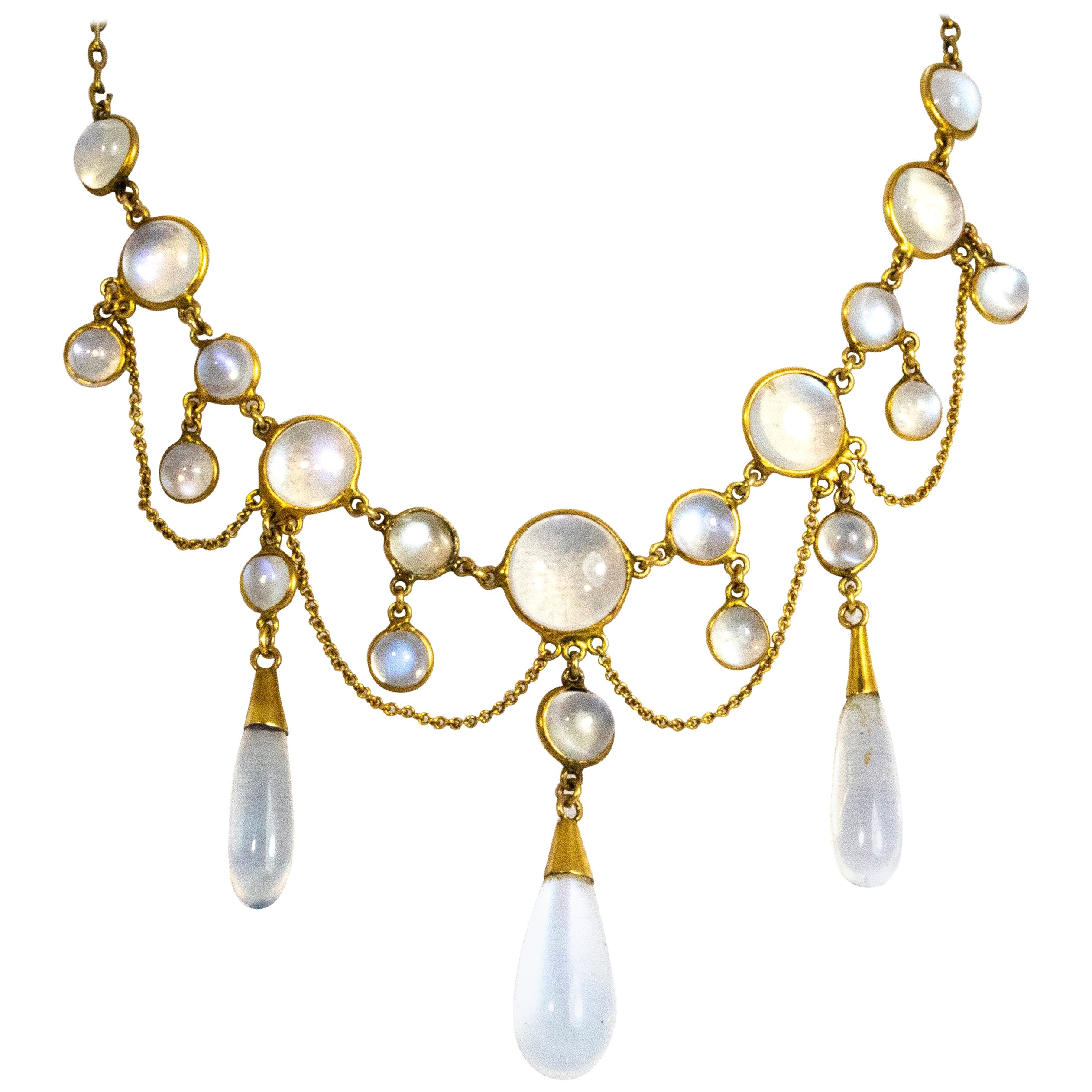 Victorian Citrine Gold Festoon Necklace For Sale at 1stDibs
