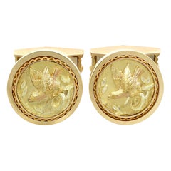 Vintage French 1950s Yellow Gold Bird Cufflinks
