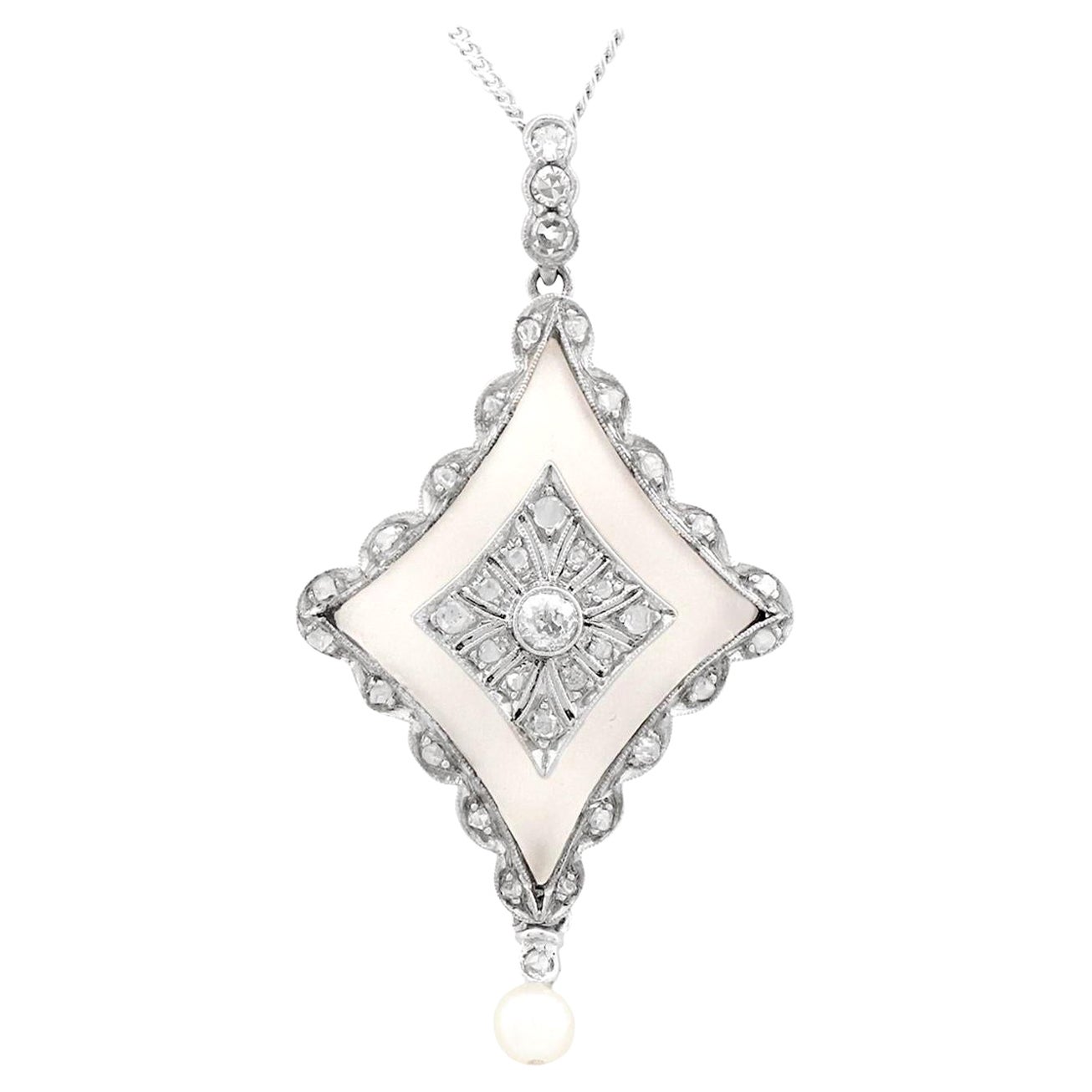 Antique Diamond and Pearl Rock Crystal and White Gold Pendant, circa 1910