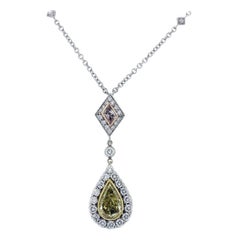 Christopher Designs 2.45 Carat Diamond Three Color Gold Necklace in Stock