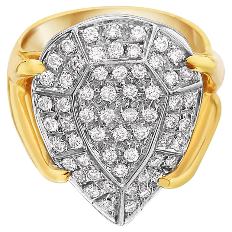 Bague cocktail en or jaune 18 carats pavé de poires