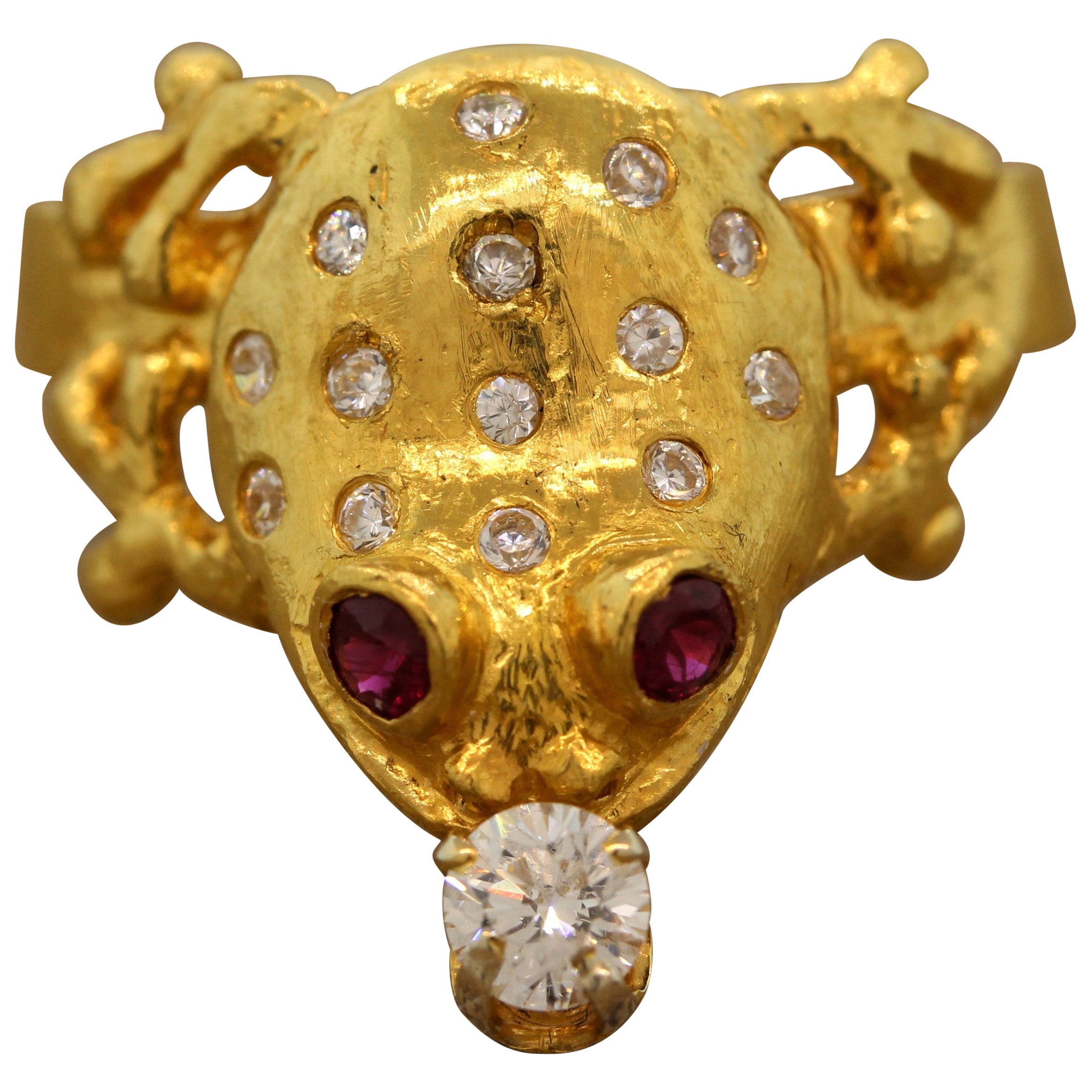 Balinese Ruby Gold Ring For Sale at 1stDibs