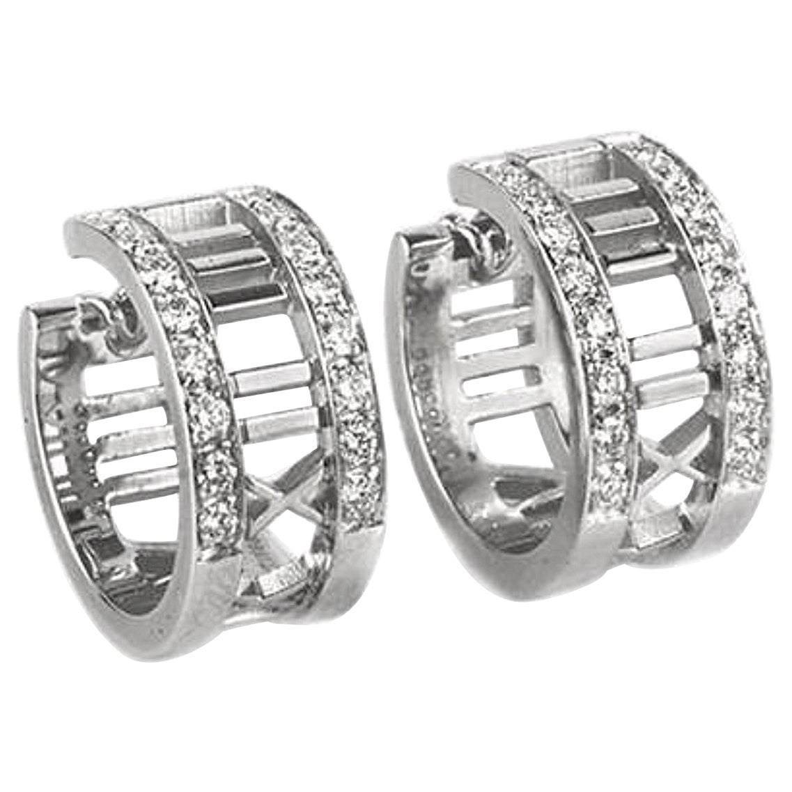 Tiffany Diamond Gold Atlas Half Hoop Earrings For Sale at 1stDibs