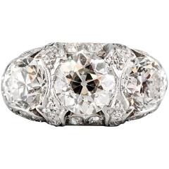 Art Deco Diamond Platinum 3 Stone Ring 8