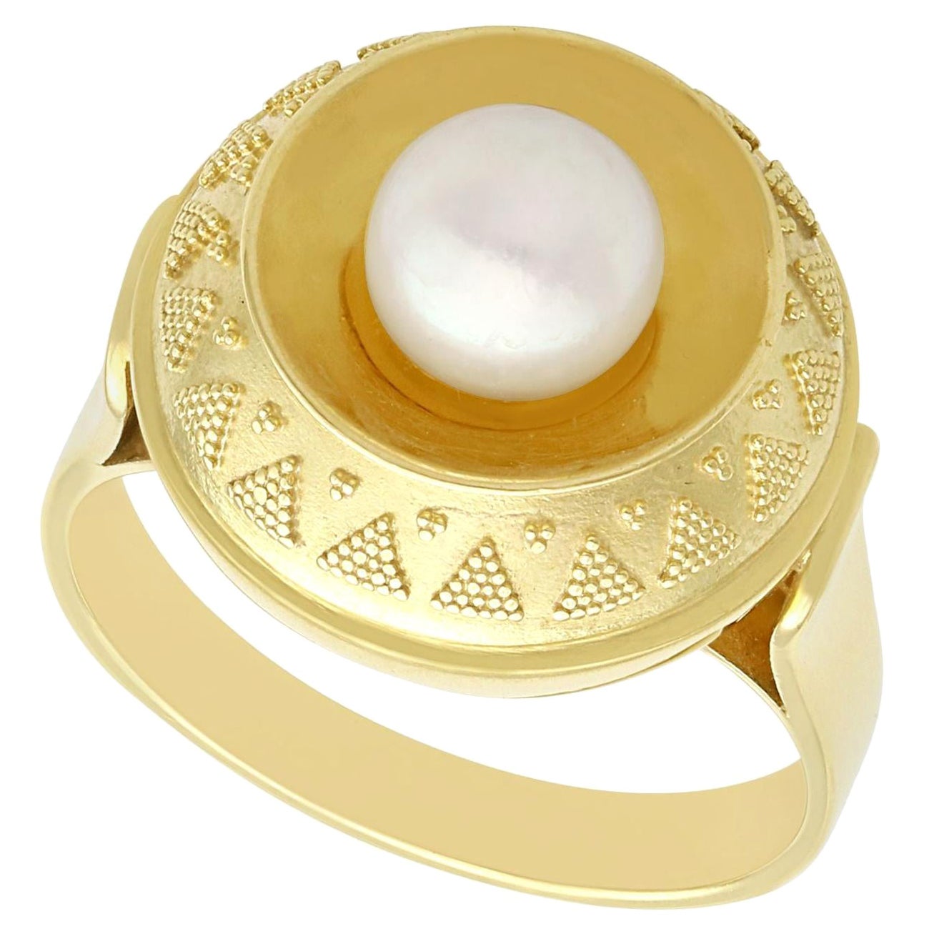 1960s Cultured Pearl 14K Yellow Gold Cocktail Ring