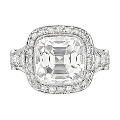 Tiffany & Co 5.56 Carat E VS2 Cushion Cut Diamond Legacy Platinum Ring
